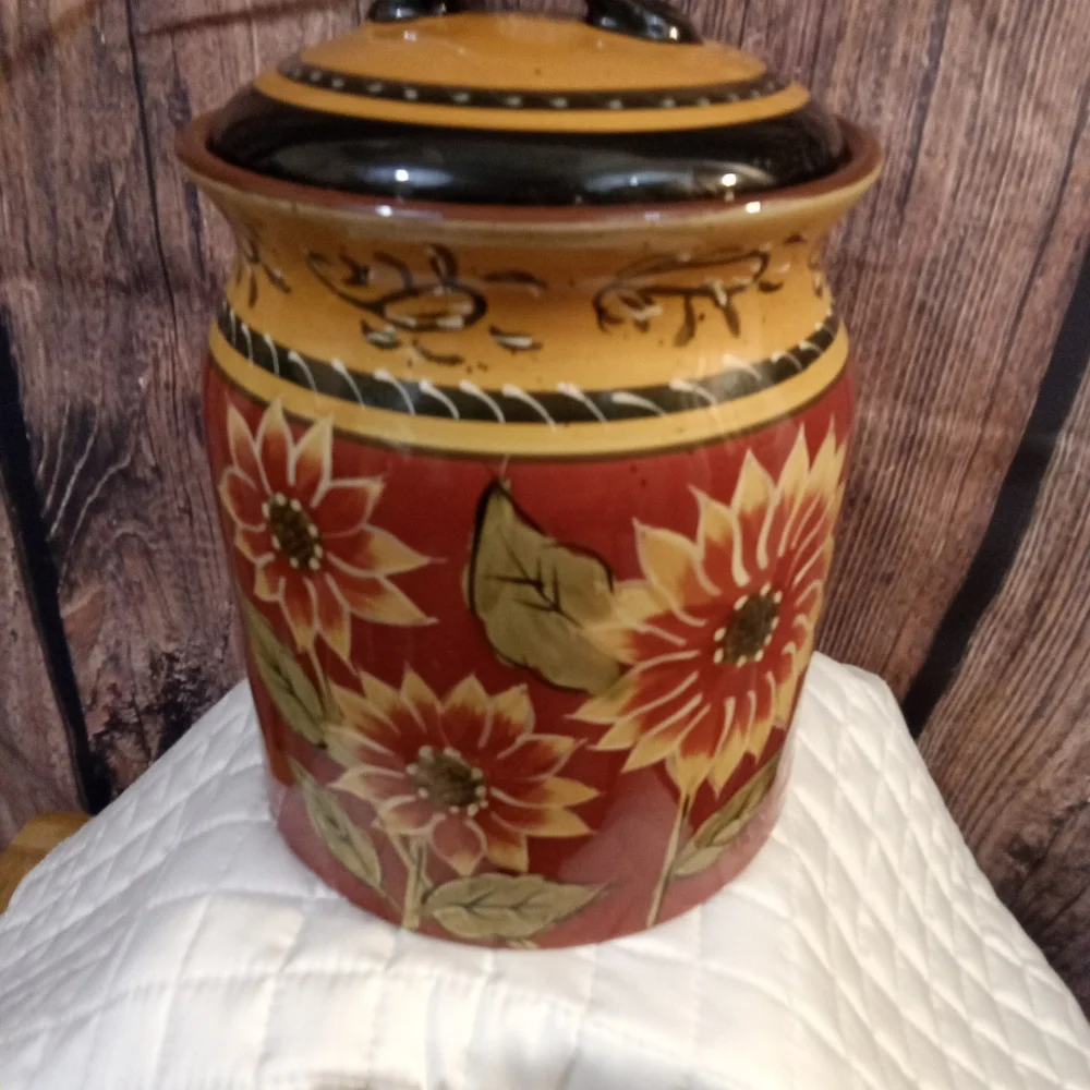 Sunflower Ceramic Jar with Lid